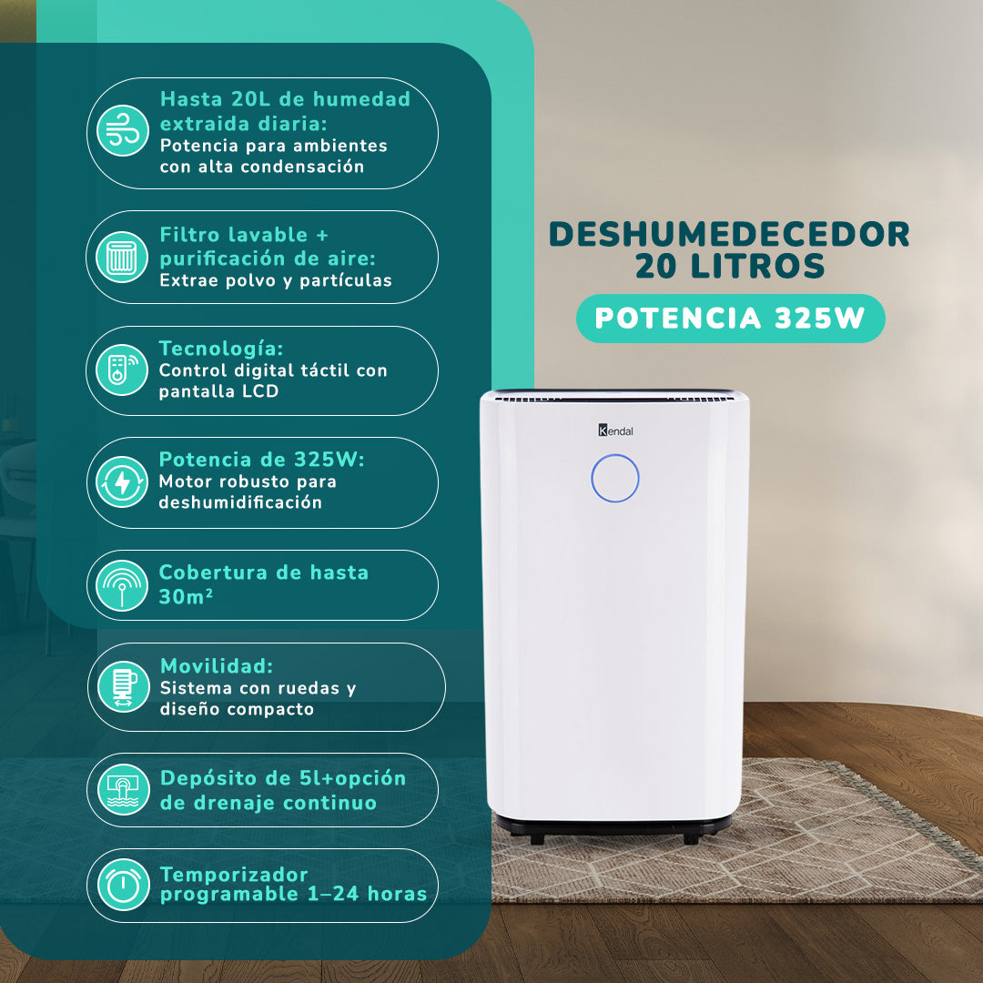 Deshumedecedor  KENDAL 20 Litros Potencia 325W Cobertura 30 m2