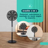 Ventilador Kendal KVP-TURBO3 3x1 - Aspas Dobles 14 - 55W - Control Remoto y  Pantalla LED