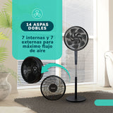 Ventilador Kendal KVP-TURBO3 3x1 - Aspas Dobles 14 - 55W - Control Remoto y  Pantalla LED