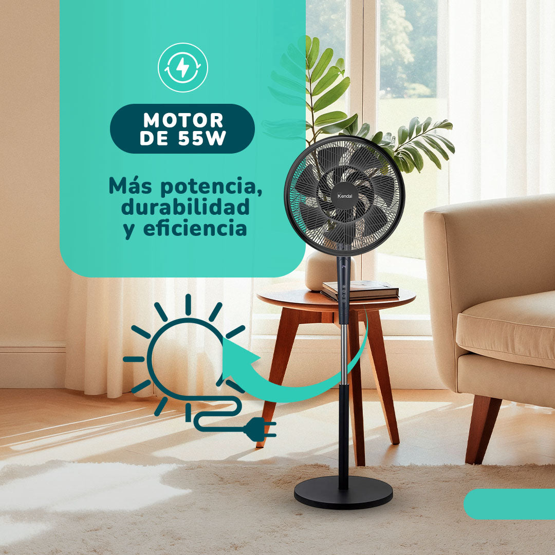 Ventilador Kendal KVP-TURBO3 3x1 - Aspas Dobles 14 - 55W - Control Remoto y  Pantalla LED